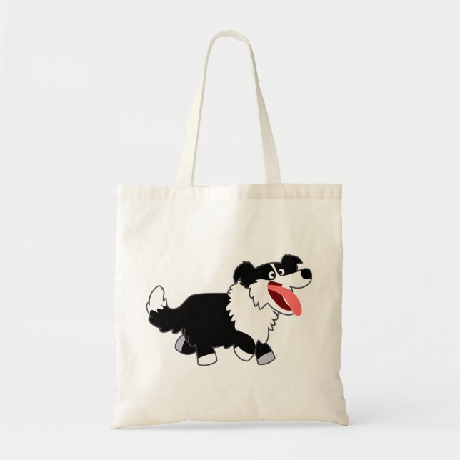 Niedlich Happy Cartoon Border Collie Bag Tragetasche (Vorne)