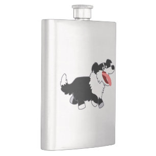 Niedlich Happy Cartoon Border Collie Classic Flask Flachmann