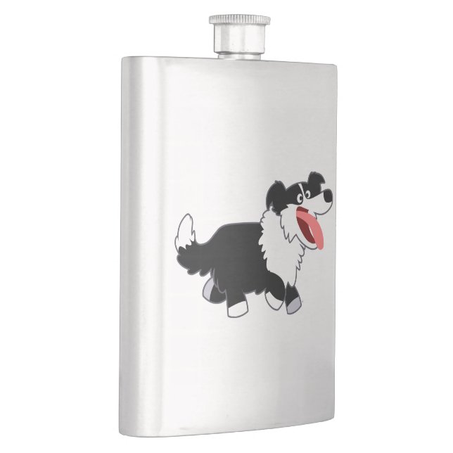 Niedlich Happy Cartoon Border Collie Classic Flask Flachmann (Rechts)