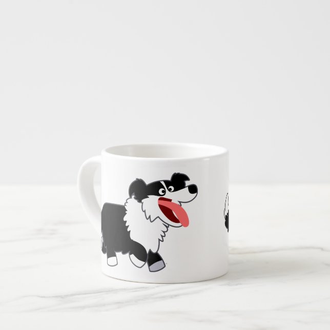 Niedlich Happy Cartoon Border Collie Espresso Tass Espressotasse (Vorderseite Links)