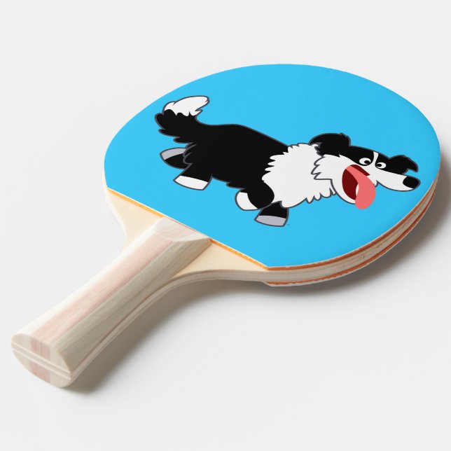 Niedlich Happy Cartoon Border Collie Ping Pong Pad Tischtennis Schläger (Vorderseite)