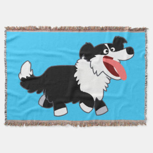 Niedlich Happy Cartoon Border Collie Throw Blanket Decke