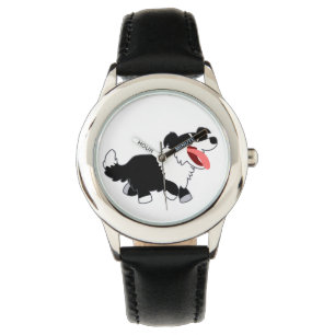 Niedlich Happy Cartoon Border Collie Watch Armbanduhr