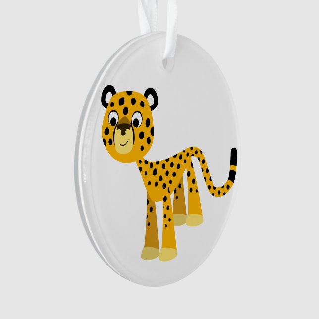 Niedlich Happy Cartoon Cheetah Akryler Ornament (Vorderseite)