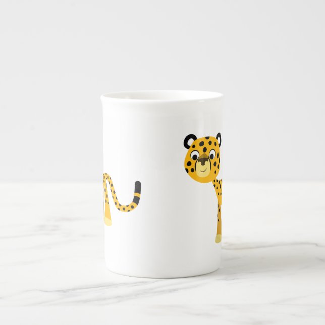 Niedlich Happy Cartoon Cheetah Bone China Tasse (Vorderseite)