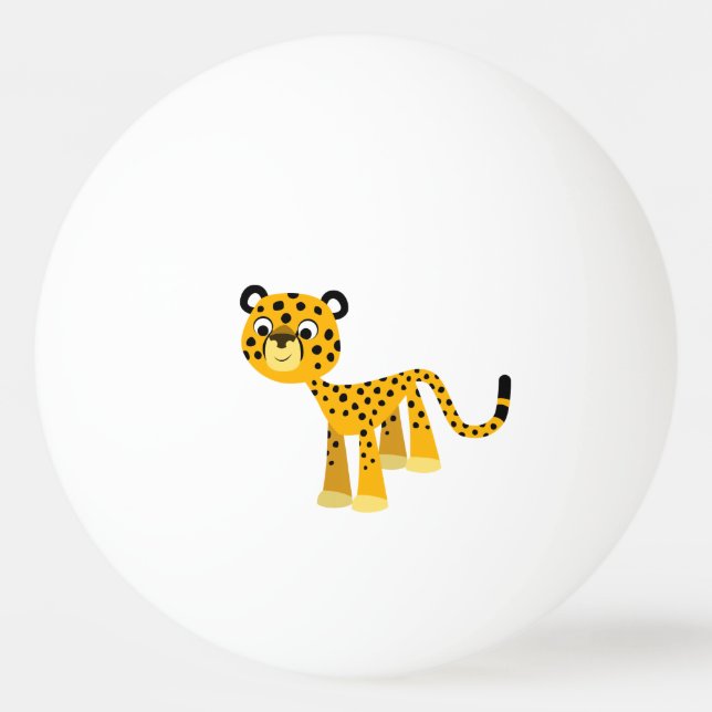 Niedlich Happy Cartoon Cheetah Ping Pong Ball Tischtennisball (Vorderseite)