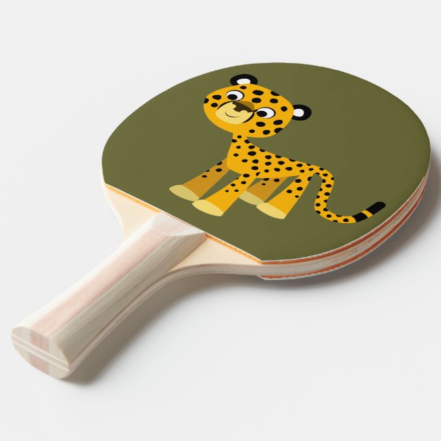 Niedlich Happy Cartoon Cheetah Ping Pong Paddle Tischtennis Schläger (Vorderseite)