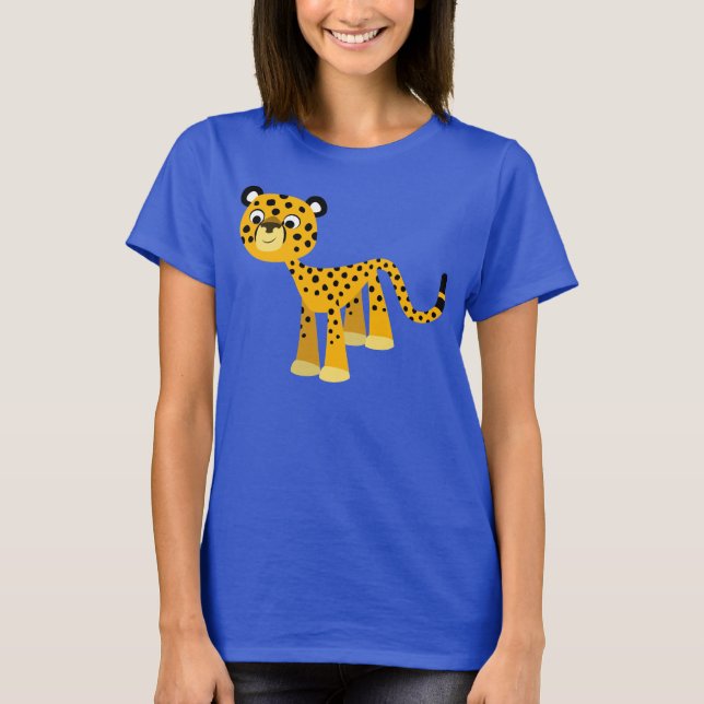 Niedlich Happy Cartoon Cheetah Women T - Shirt (Vorderseite)
