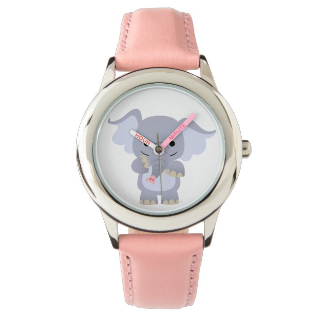 Niedlich Happy Cartoon Elephant Watch Armbanduhr (Vorderseite)