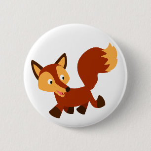 Niedlich Happy Cartoon Fox Button Abzeichen