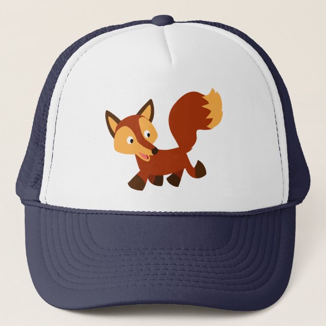 Niedlich Happy Cartoon Fox Hat Truckerkappe (Vorderseite)