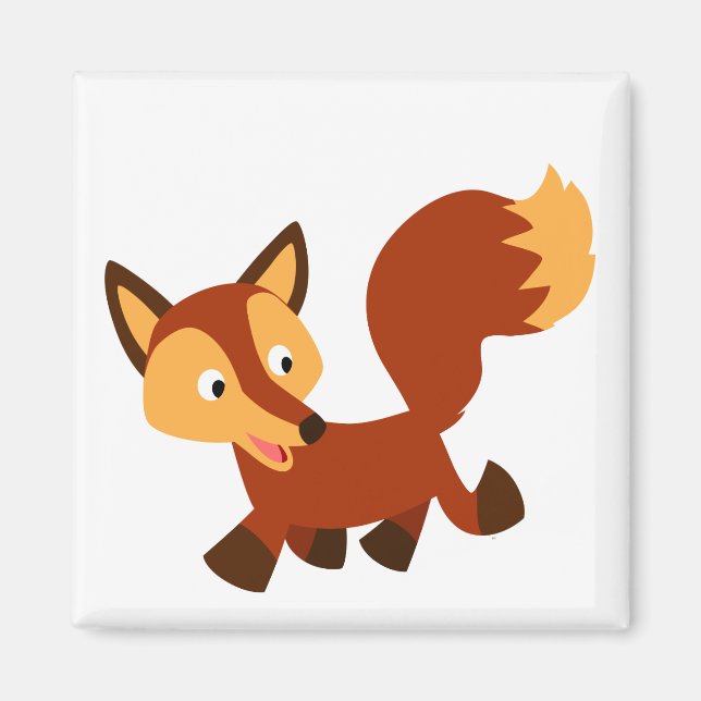 Niedlich Happy Cartoon Fox Magnet (Vorne)