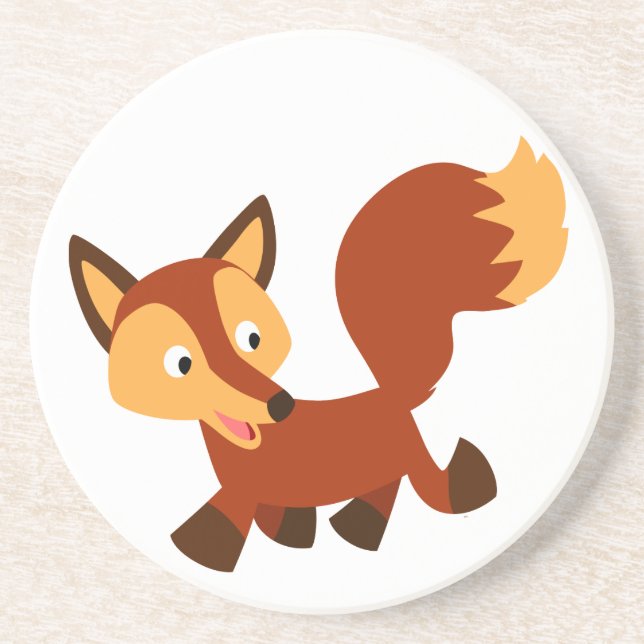 Niedlich Happy Cartoon Fox Untersetzer (Vorne)