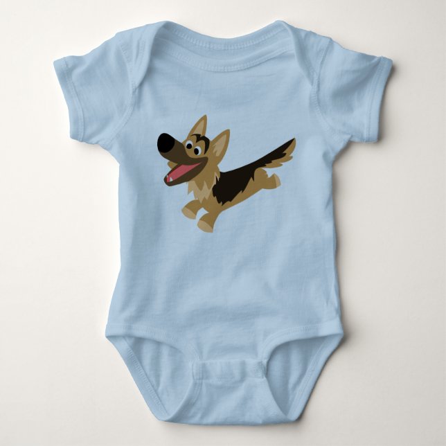 Niedlich Happy Cartoon German Shepherd Baby T - Sh Baby Strampler (Vorderseite)