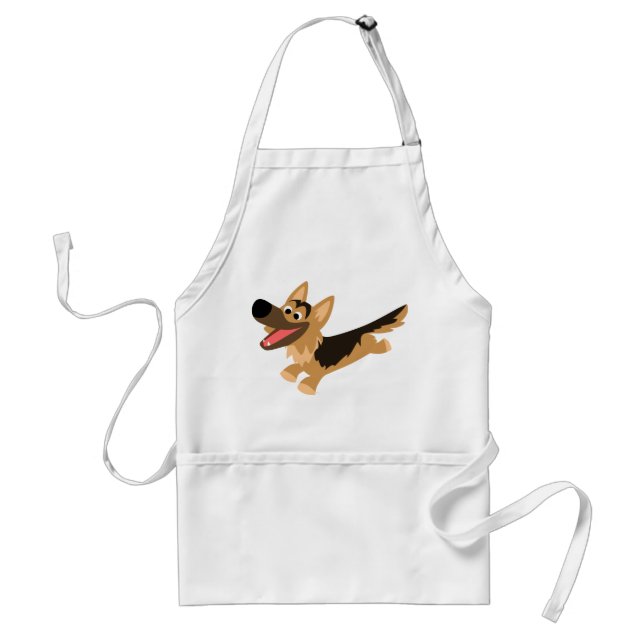 Niedlich Happy Cartoon German Shepherd Cooking Sch Schürze (Vorne)