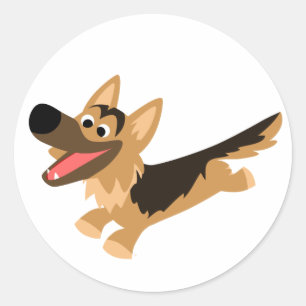Niedlich Happy Cartoon German Shepherd Sticker