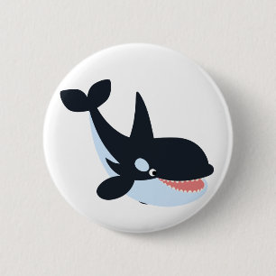 Niedlich Happy Cartoon Killer Whale Button Abzeich