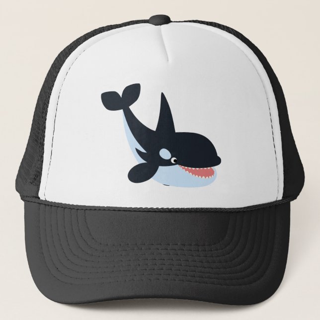 Niedlich Happy Cartoon Killer Whale Hat Truckerkappe (Vorderseite)