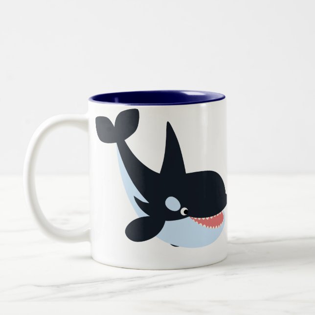Niedlich Happy Cartoon Killer Whale Tasse (Links)