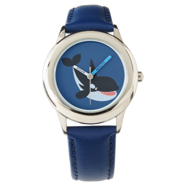 Niedlich Happy Cartoon Killer Whale Watch Armbanduhr (Vorderseite)
