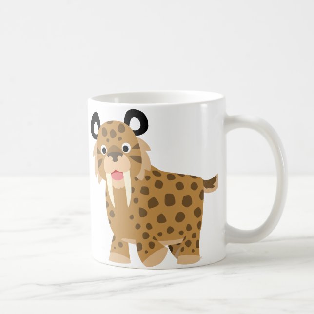 Niedlich Happy Cartoon Smilodon Tasse (Rechts)