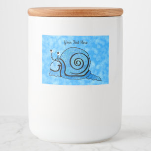 Niedlich Happy Cartoon Snail Blue Gemusterte Musch Lebensmitteletikett