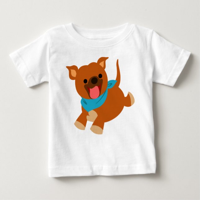 Niedlich Happy Cartoon Staffie Baby T - Shirt (Vorderseite)