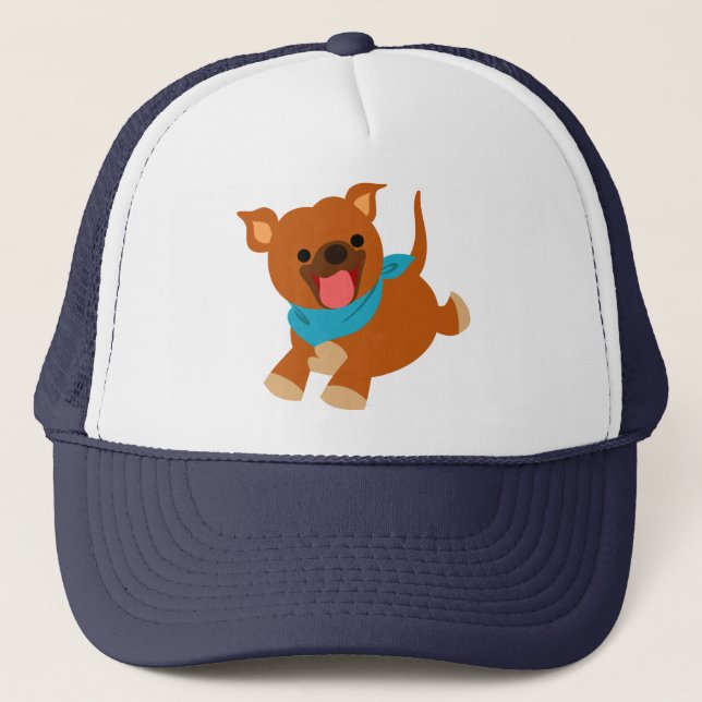 Niedlich Happy Cartoon Staffie Hat Truckerkappe (Vorderseite)