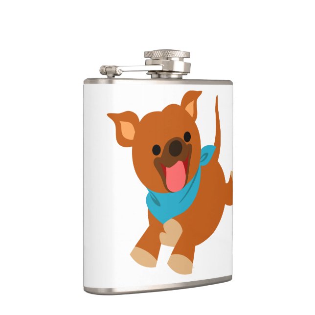 Niedlich Happy Cartoon Staffie Hip Flask Flachmann (Rechts)