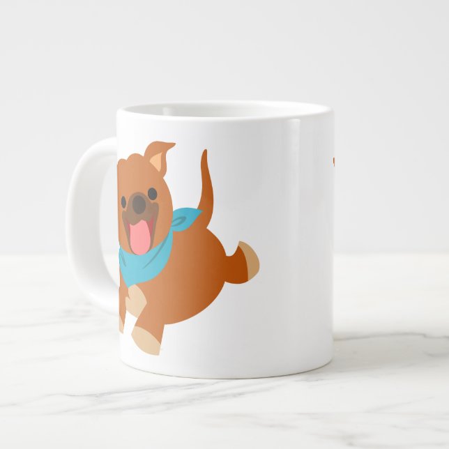 Niedlich Happy Cartoon Staffie Jumbo Tasse (Vorderseite Links)