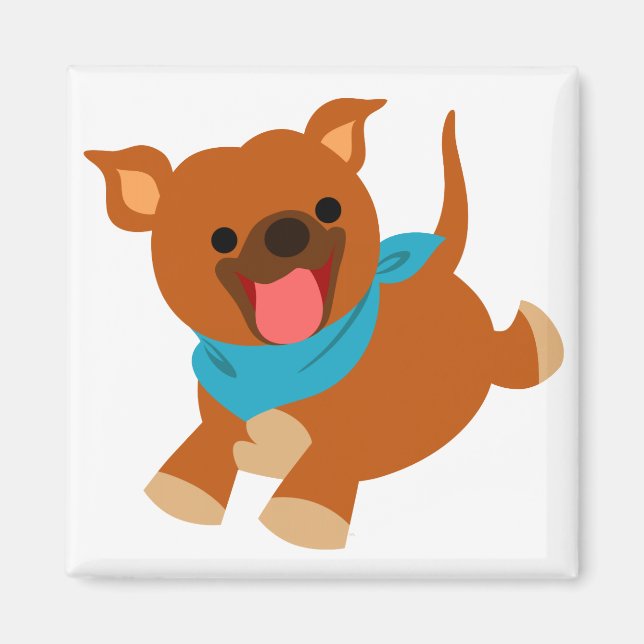 Niedlich Happy Cartoon Staffie Magnet (Vorne)