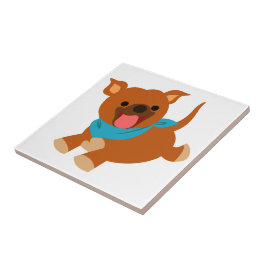 Niedlich Happy Cartoon Staffie Tile Fliese