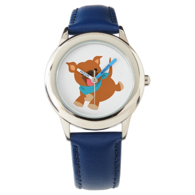 Niedlich Happy Cartoon Staffie Watch Armbanduhr (Vorderseite)