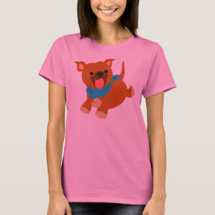 Niedlich Happy Cartoon Staffie Women T - Shirt