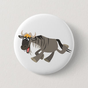 Niedlich Happy Cartoon Wildebeest Button Abzeichen