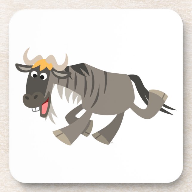 Niedlich Happy Cartoon Wildebeest Cork Untersetzer (Vorderseite)