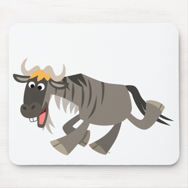 Niedlich Happy Cartoon Wildebeest Mousepad (Vorne)