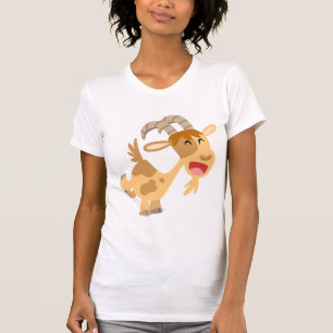 Niedlich Happy Cartoon Ziege Frauen T - Shirt