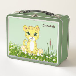 Niedlich Happy Cheetah Leopard im Wald Metall Brotdose