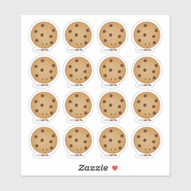 Niedlich Happy Chocolate Chip Cookie Aufkleber (Blatt)