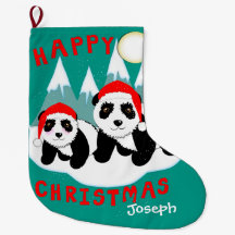 Niedlich Happy Christmas Panda Bears Personalisier