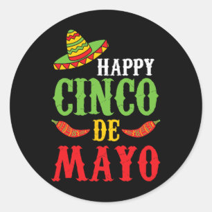 Niedlich Happy Cinco De Mayo Sombrero Paprikaschot Runder Aufkleber