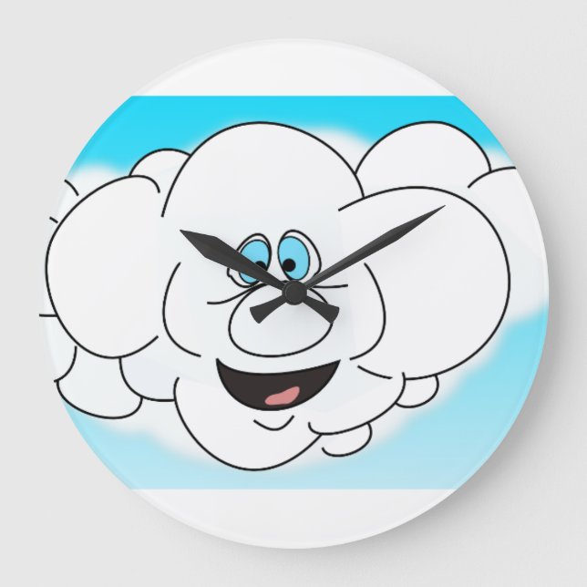 Niedlich Happy Cloud Große Wanduhr (Vorderseite)