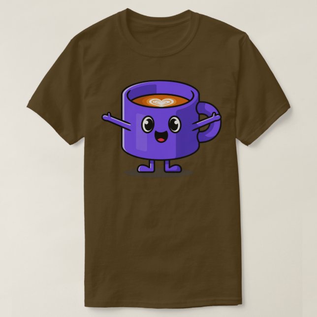 Niedlich Happy Coffee Cup Cartoon T-Shirt (Design vorne)