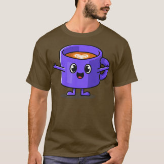 Niedlich Happy Coffee Cup Cartoon T-Shirt