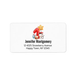 Niedlich Happy Cow 1. Geburtstag Adressaufkleber