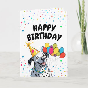 Niedlich Happy Dalmatiner Hund und Balloons Geburt Karte