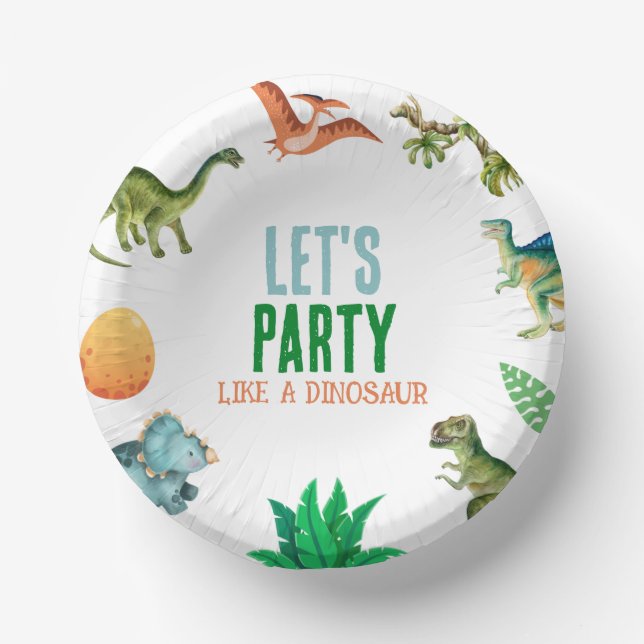 Niedlich Happy Dinosaur Geburtstagsparty Teller (Vorderseite)