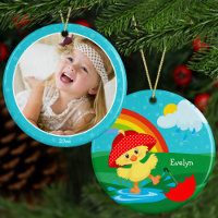 Niedlich Happy Duck in Regen mit Rainbow Custom Fo