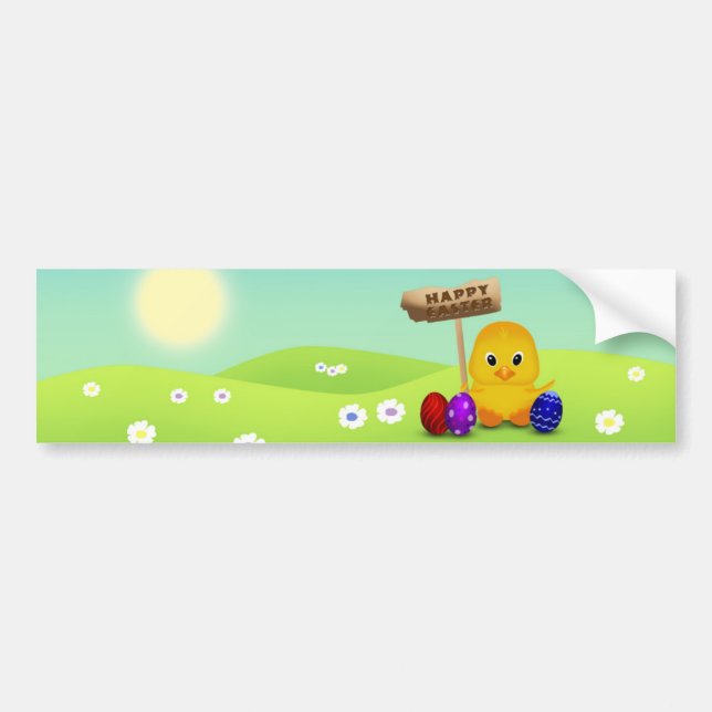 Niedlich Happy Easter Baby Chick Autoaufkleber (Vorne)